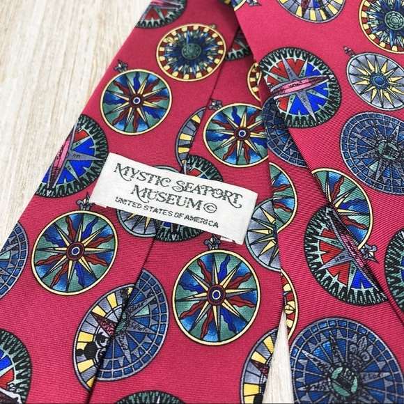 Mystic Seaport Museum Nautical Compass Handmade Silk Tie - Picture 5 of 9